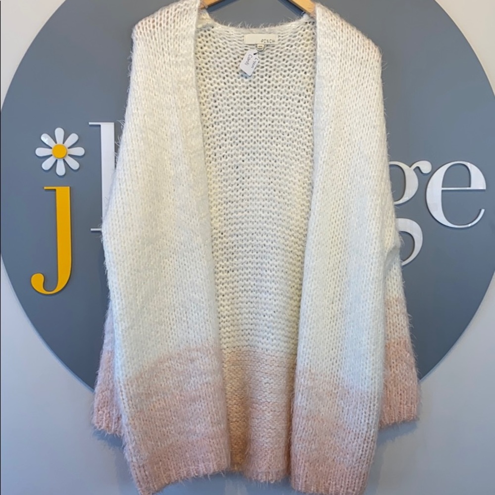 White and Pink Ombré Cardigan